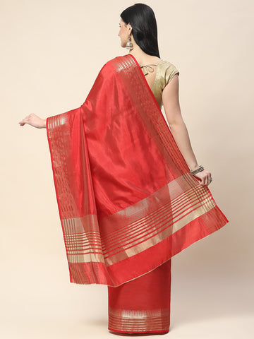 Plain Zari Border Woven Handloom Saree