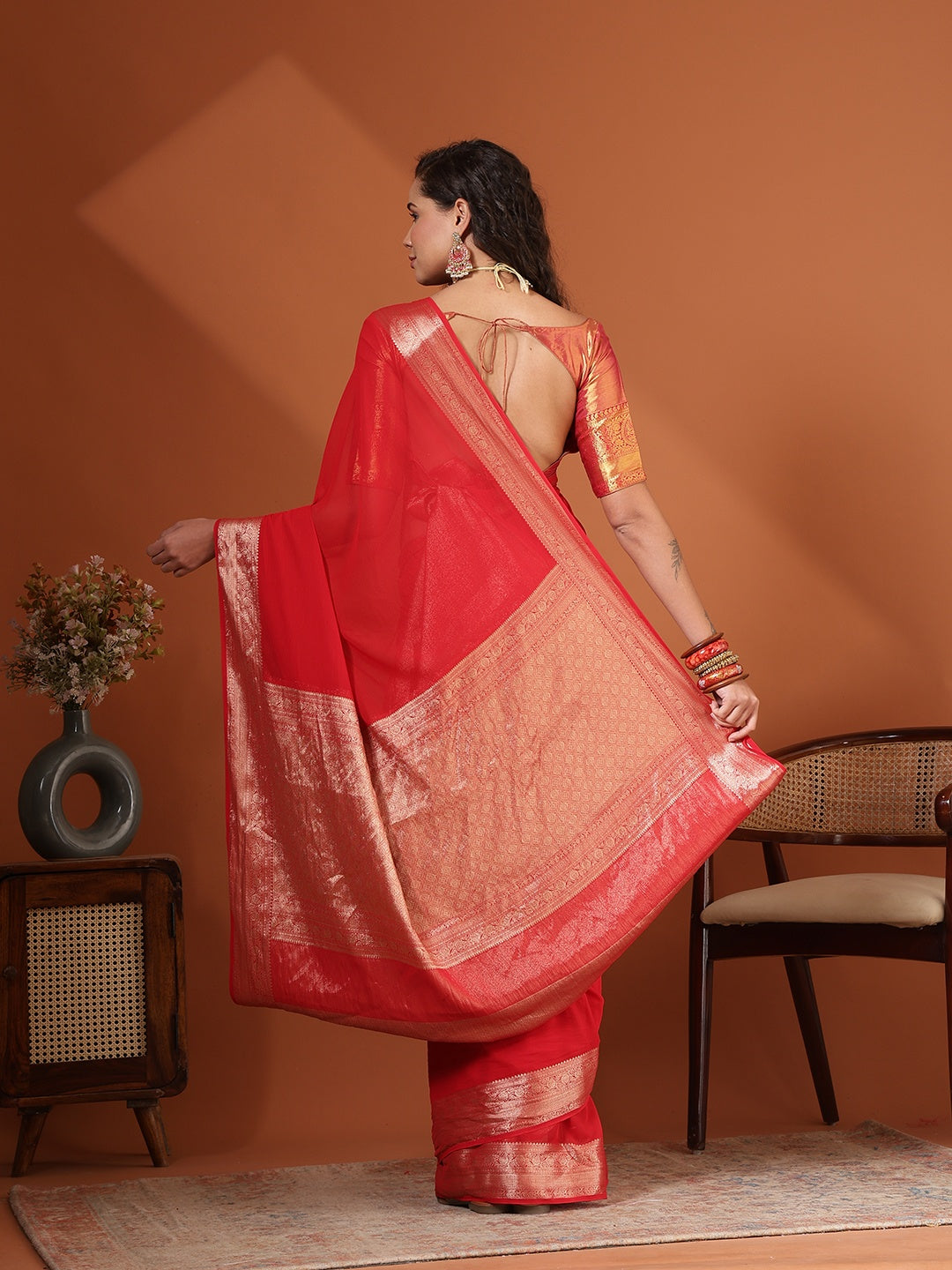 Plain Chiffon Saree