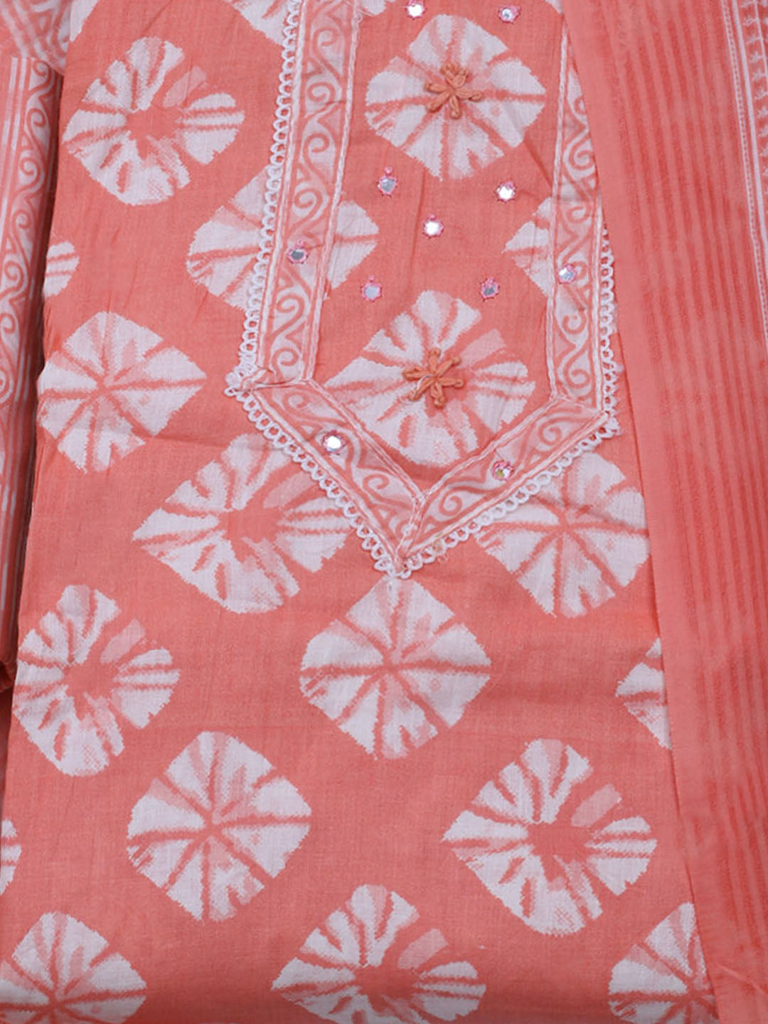Printed Cotton Blend Unstitched Suit With Dupatta