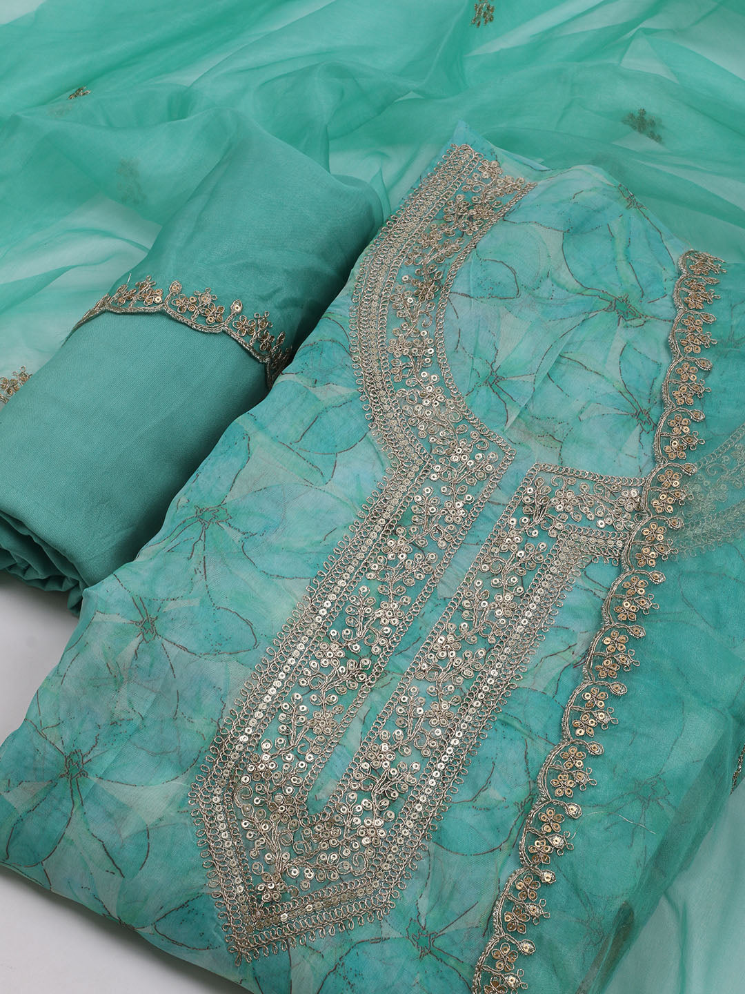 Zari Jaal Art Silk Unstitched Suit With Dupatta