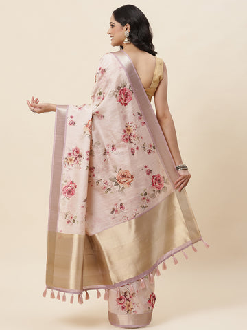 Digital Floral Printed Tussar Saree