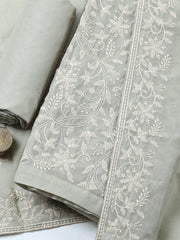 Embroidered, Cotton Blend Unstitched Suit With Pant & Dupatta
