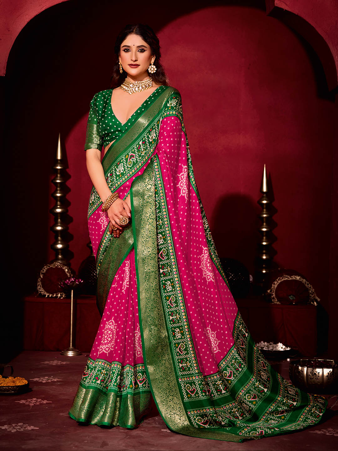 Patola Printed Art Silk Woven Saree
