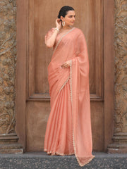 Cutdana Embroidery Organza Saree