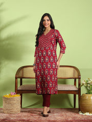 Floral Printed Cotton Blend Kurta