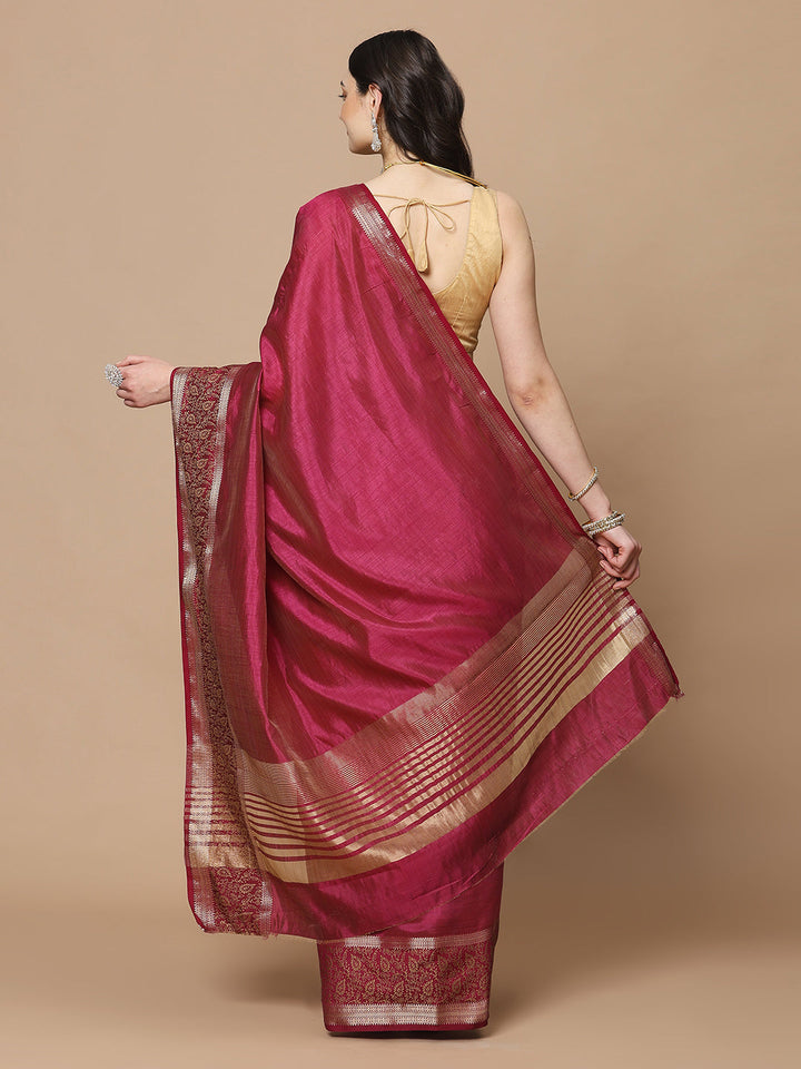 Resham Zari Border Art Silk Woven Saree