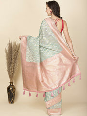 Zari Jaal Embroidered Organza Woven Saree