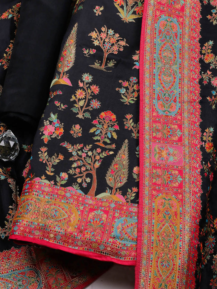 Woven Design Satin Unstitched Suit With Pant &amp; Dupatta