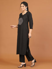 Embroidered Chanderi Kurta With Pants