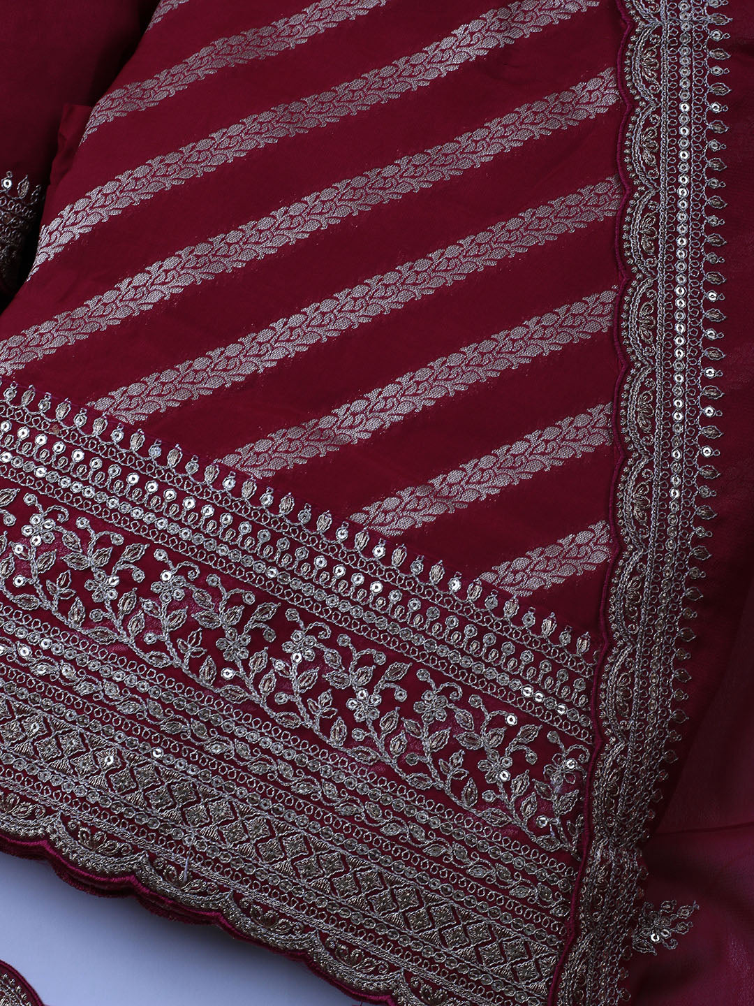 Zari Jaal Art Silk Unstitched Suit Piece With Dupatta