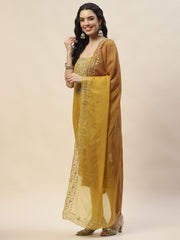 Neck Embroidered Organza Unstitched Suit Piece With Dupatta