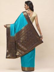Plain Zari Border Woven Handloom Saree