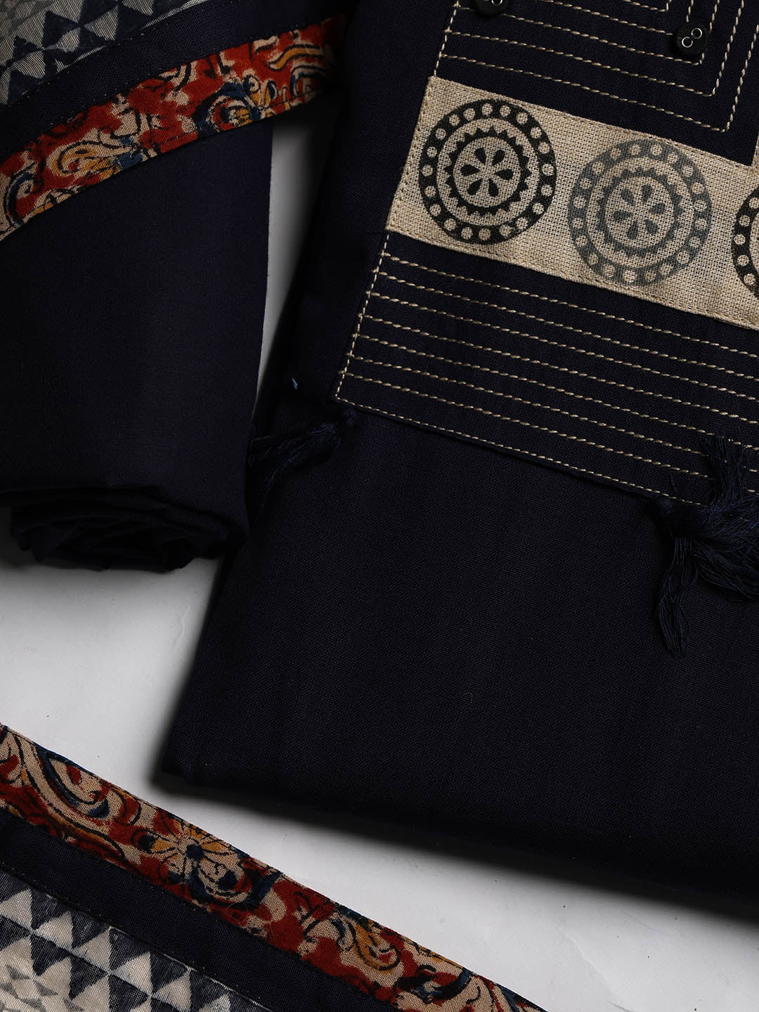 Neck Embroidered Cotton Blend Unstitched Suit With Dupatta