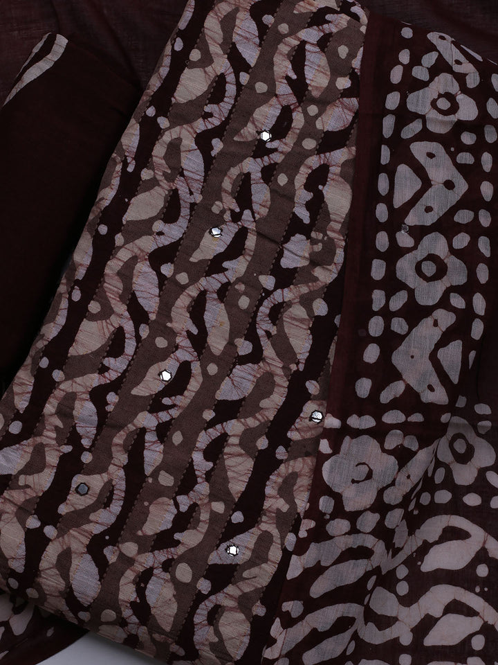 Printed Cotton Blend Unstitched Suit With Dupatta