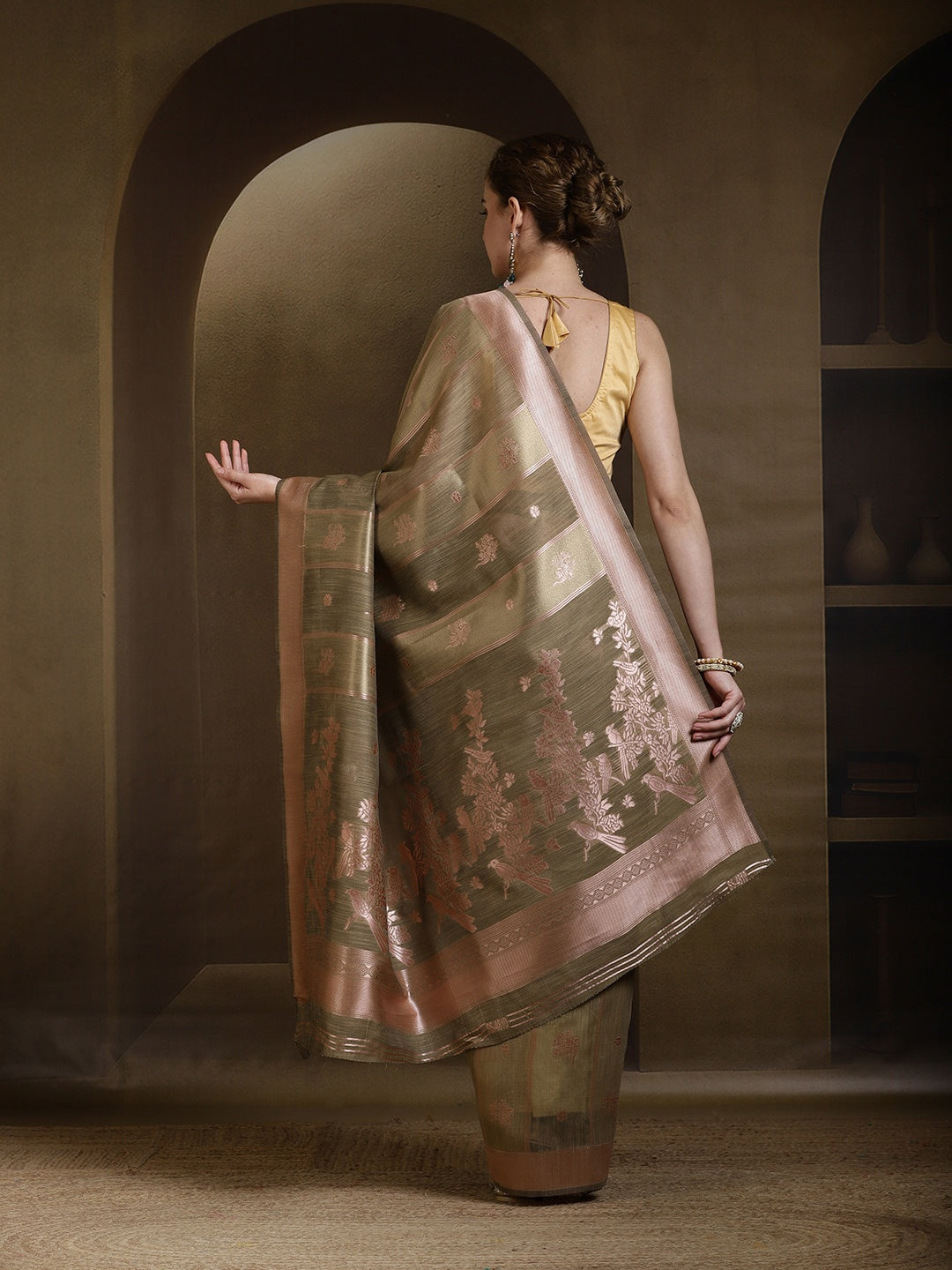 Woven Design Linen Blend Saree