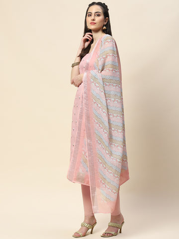 Printed Linen Unstitched Suit Piece With Dupatta