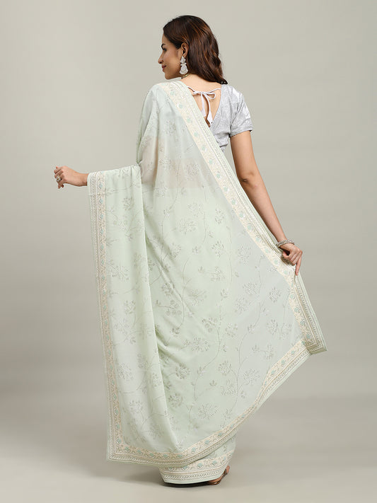 Resham Embroidery Georgette Saree