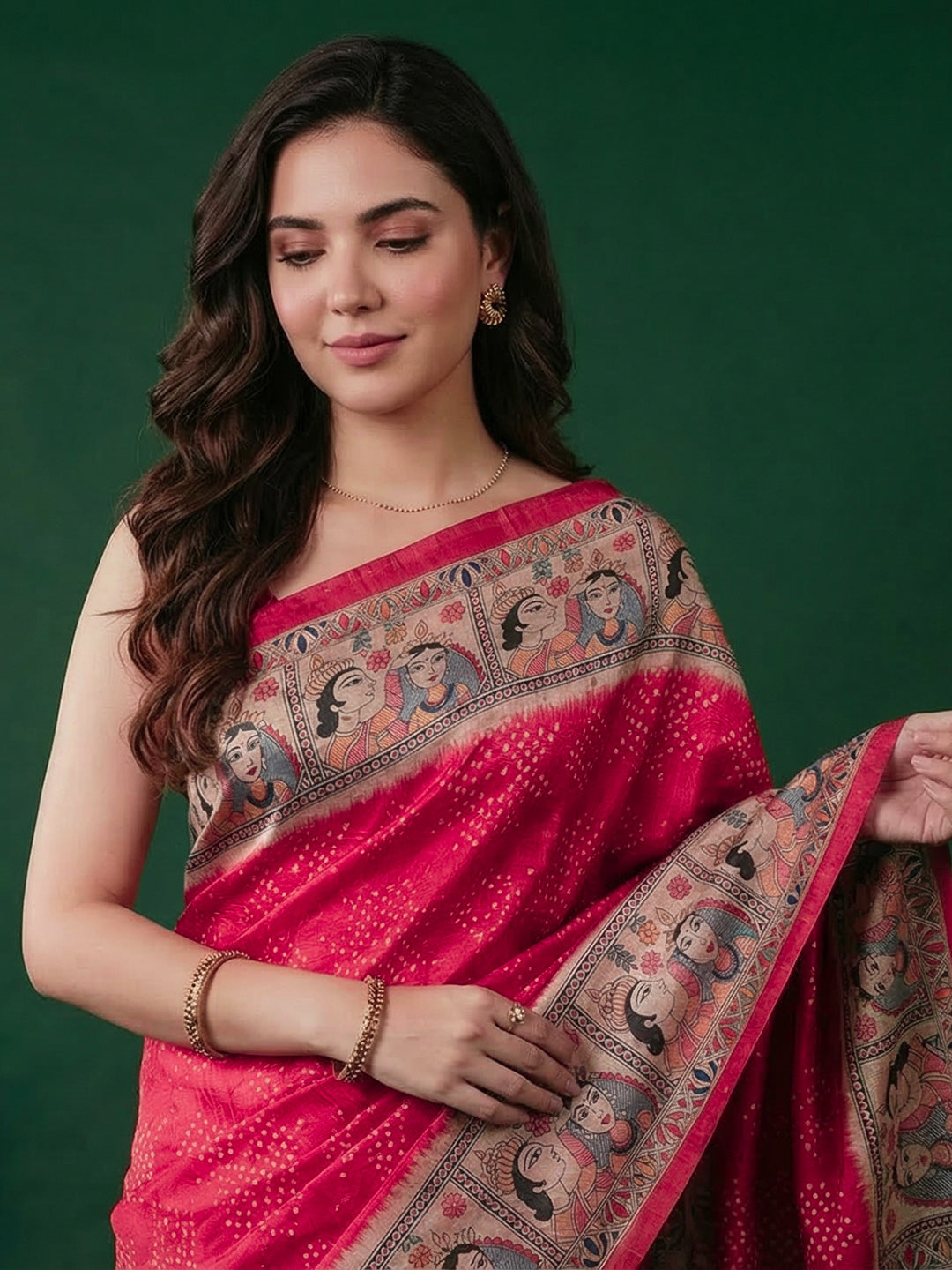 Printed Tussar Silk Saree