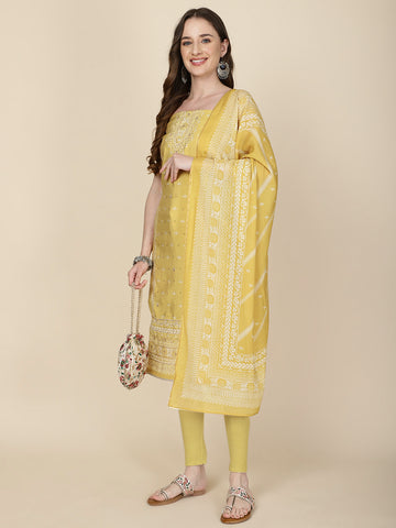 Printed Muslin Unstitched Suit Piece With Dupatta