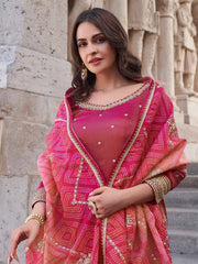 Embroidered Shimmer Kurti With Plazzo & Dupatta