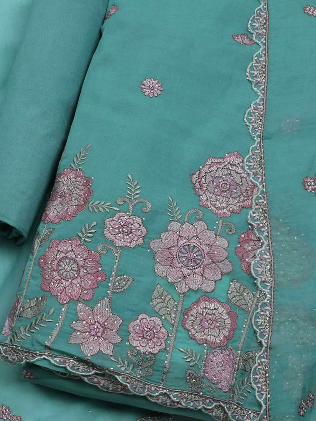 Embroidered Cotton Blend Unstitched Suit With Dupatta