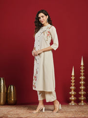 Embroidered Cotton Kurta With Pant