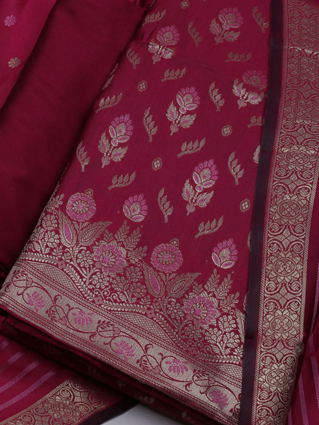 Woven Chanderi Unstitched Suit With Dupatta