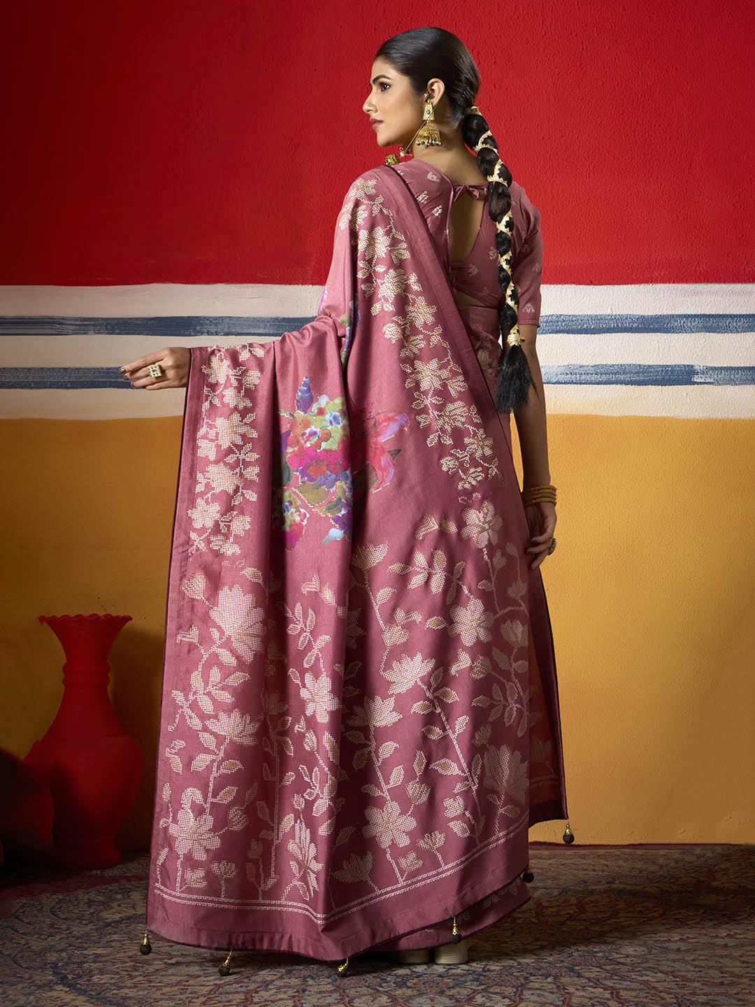 Digital Floral Printed Art Silk Saree