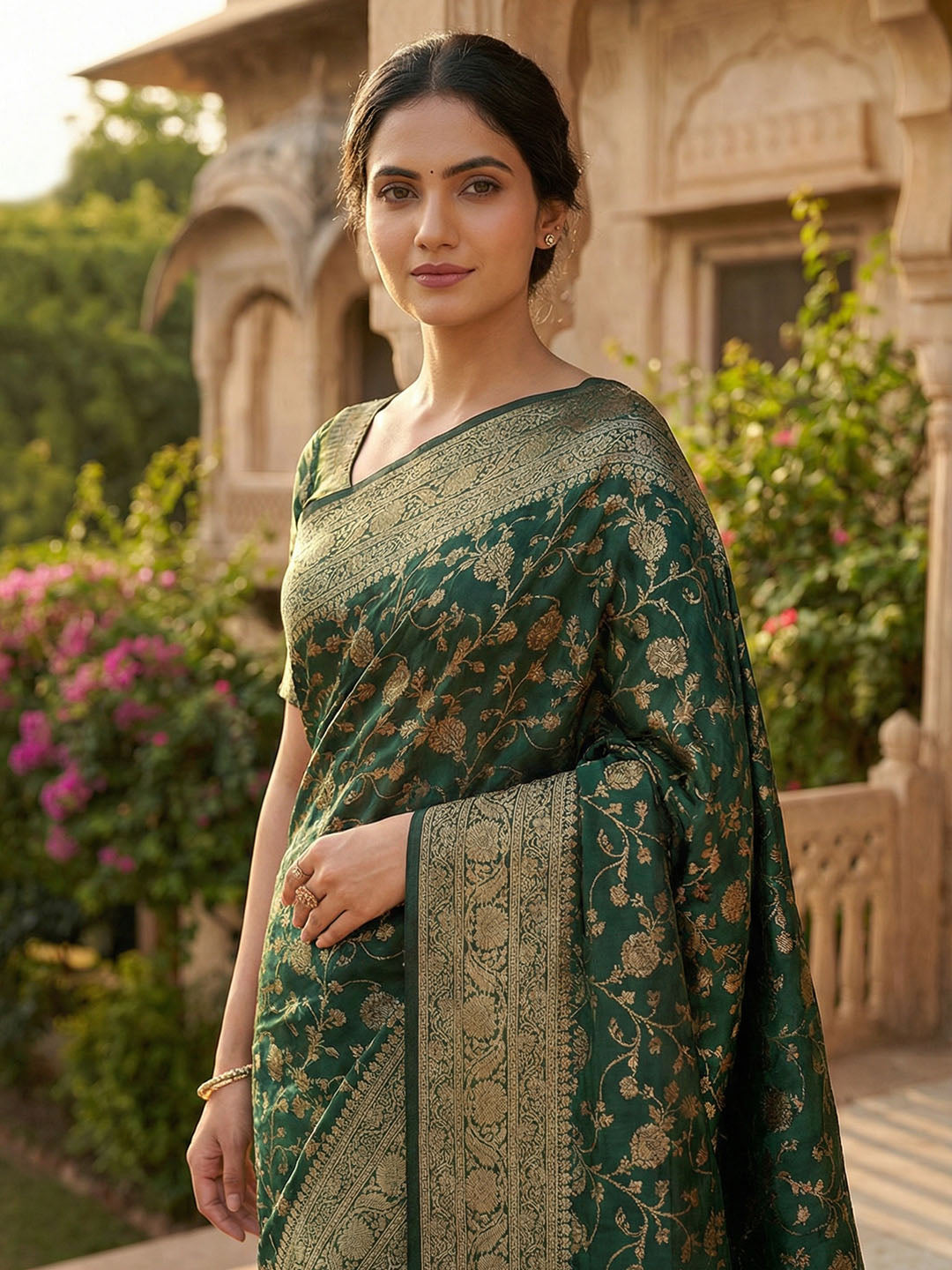 Plain Crepe Saree