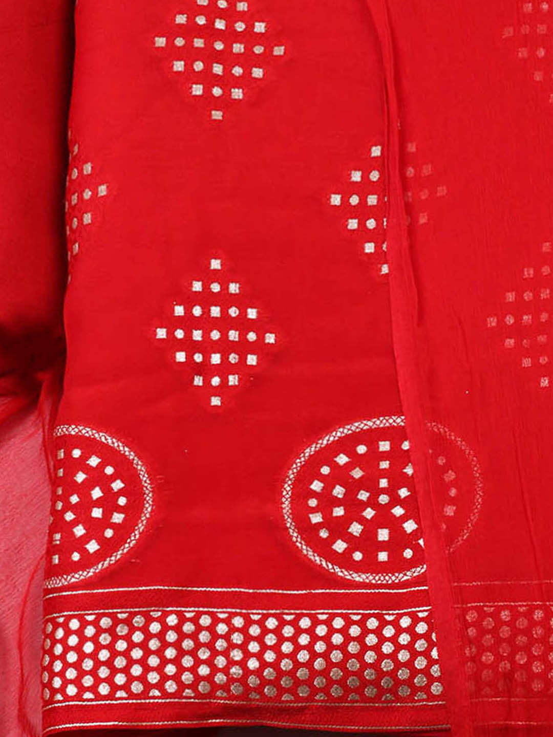 Embroidered Chanderi Unstitched Suit With Pant &amp; Dupatta