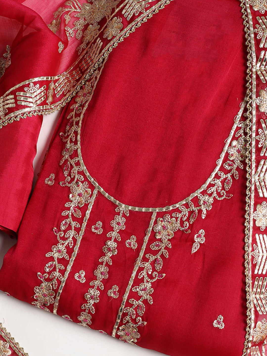 Embroidered Organza Unstitched Suit With Dupatta