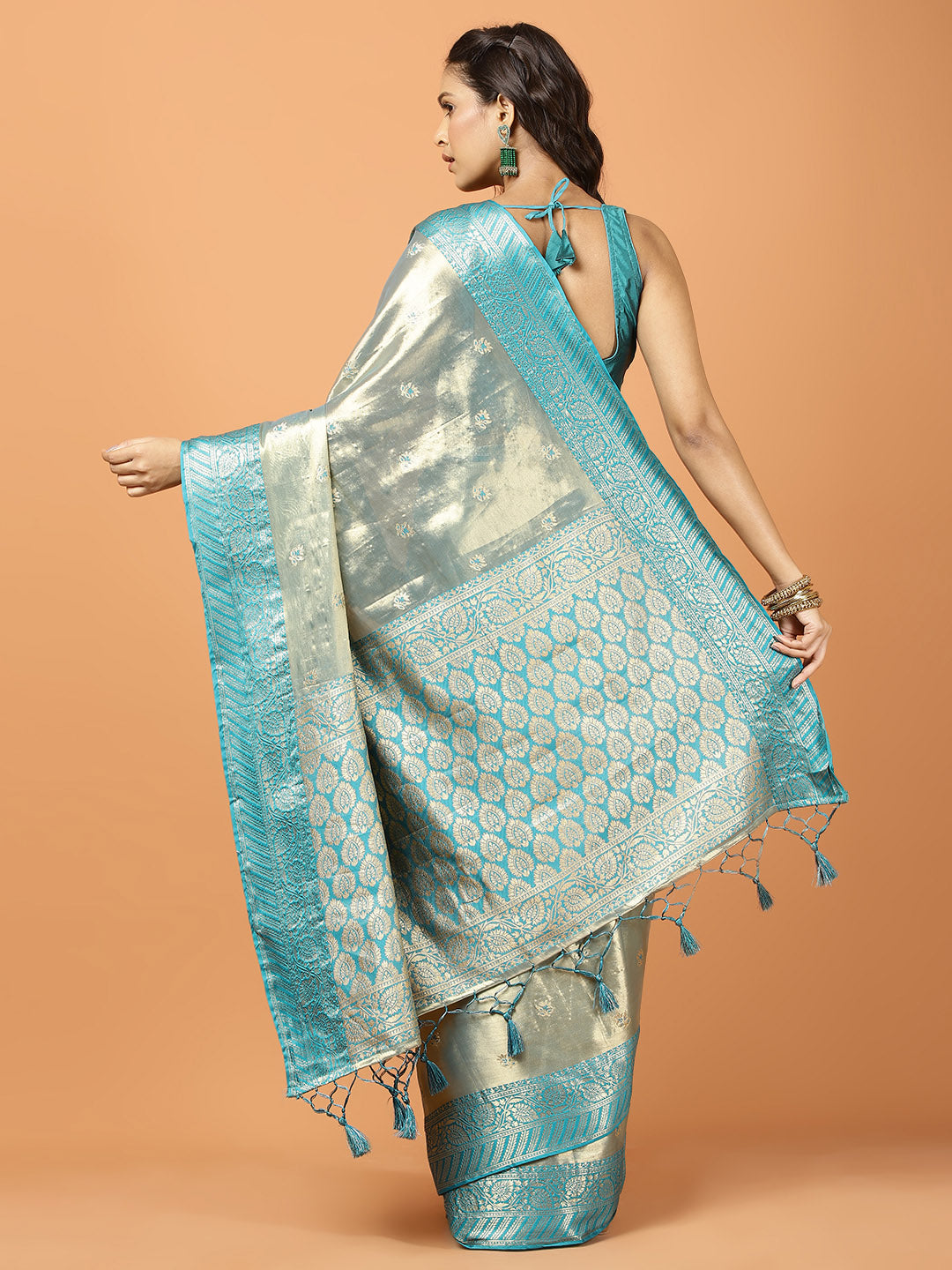 Plain Zari Border Banarasi Woven Saree