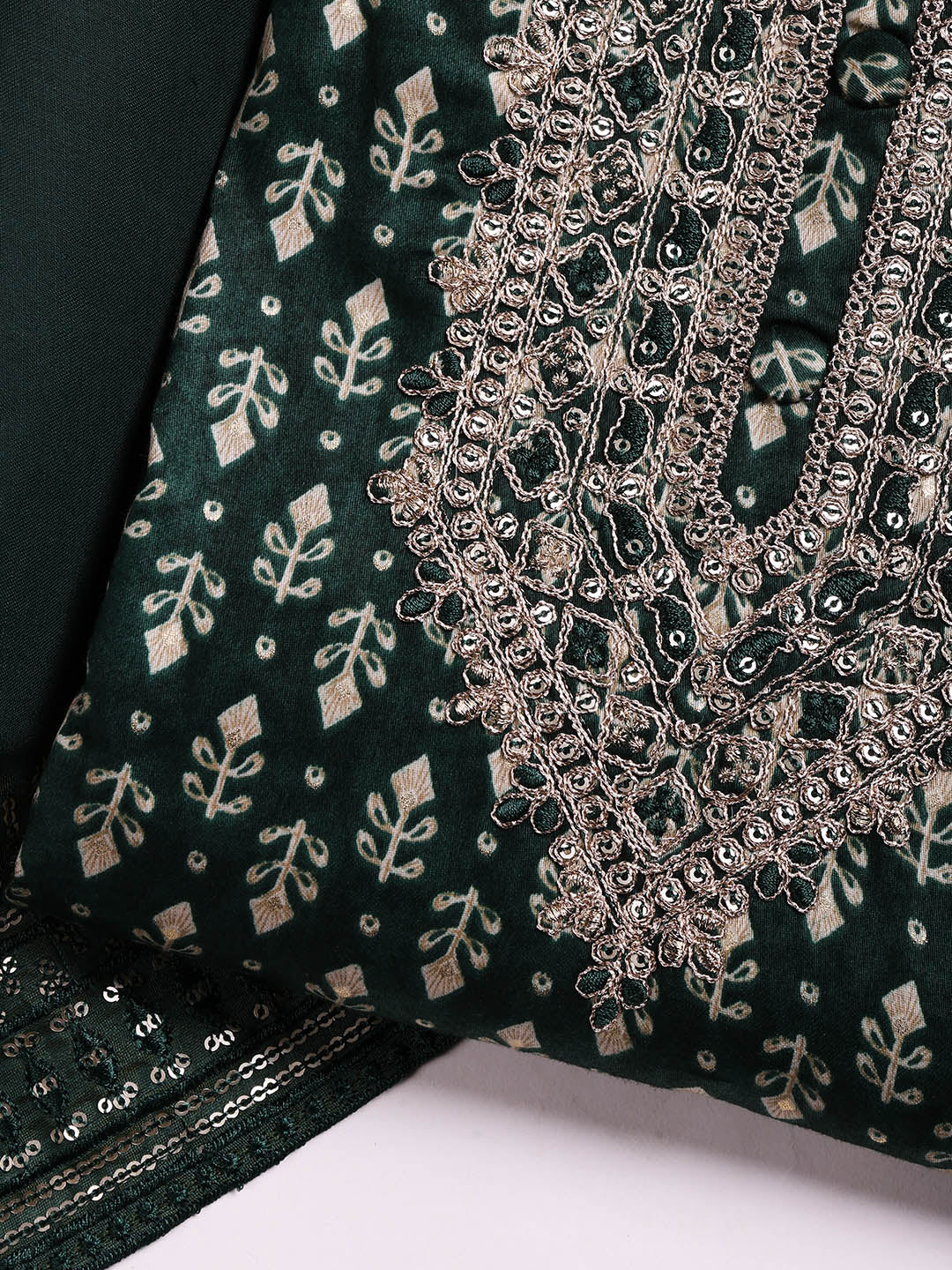 Neck Embroidered Cotton Blend Unstitched Suit With Dupatta