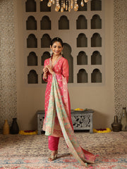 Woven Booti Tissue Kurta With Pants & Dupatta