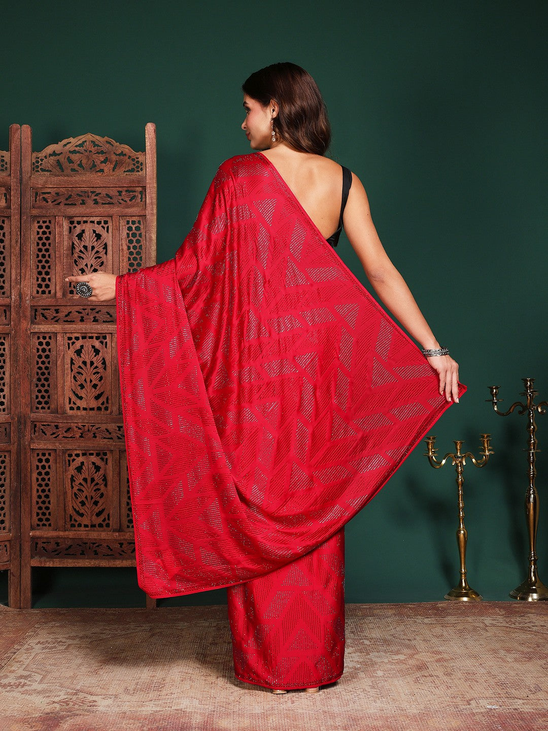 Embroidered Satin Saree
