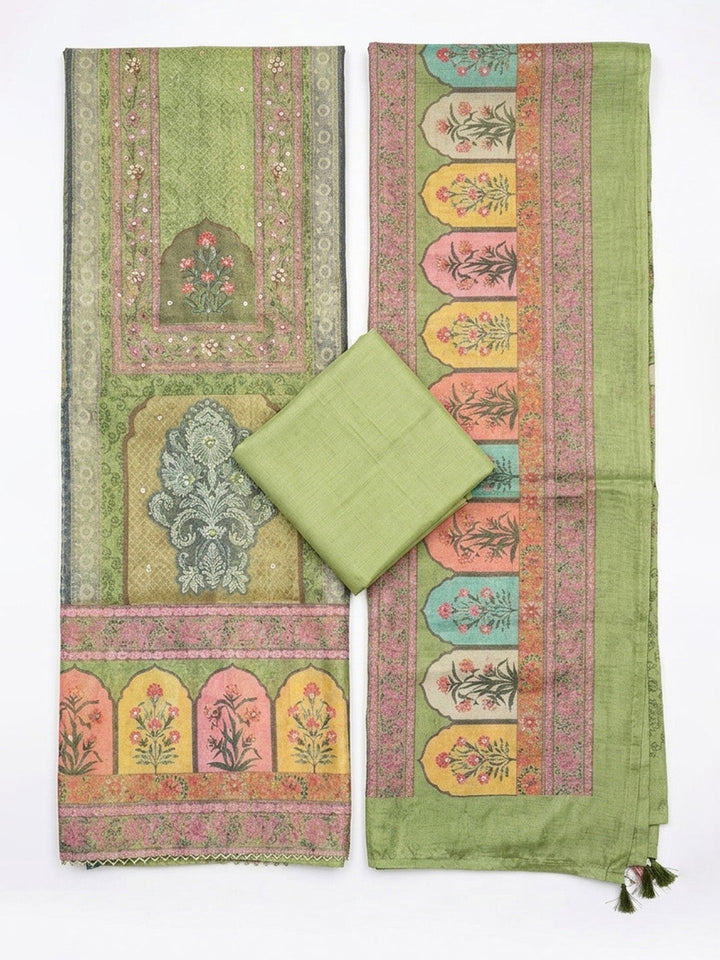 Woven Design Chanderi Unstitched Suit Pant &amp; Dupatta