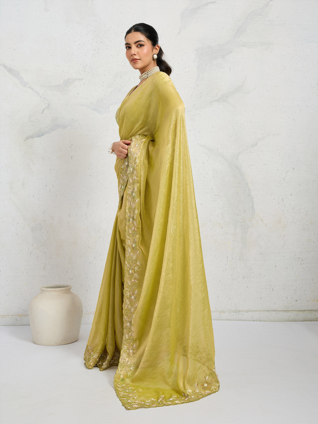 Embroidered Chiffon Saree