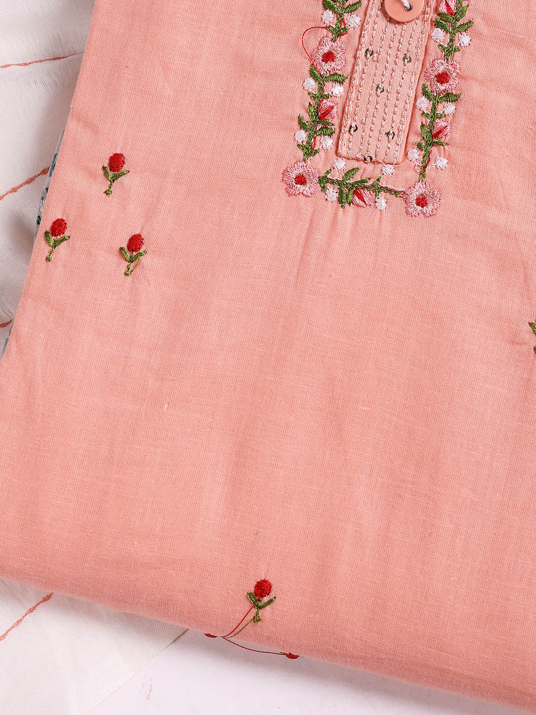 Printed Cotton Blend Unstitched Suit With Dupatta