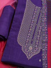 Embroidered Organza Unstitched Suit With Dupatta