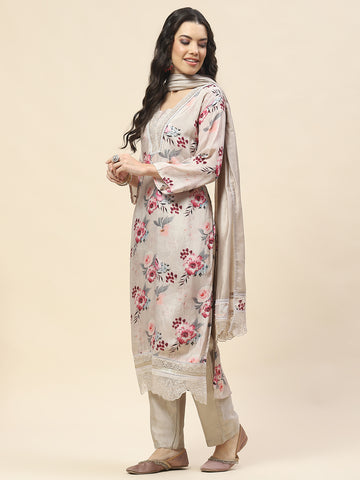 Cotton Suit Set with Chanderi Dupatta
