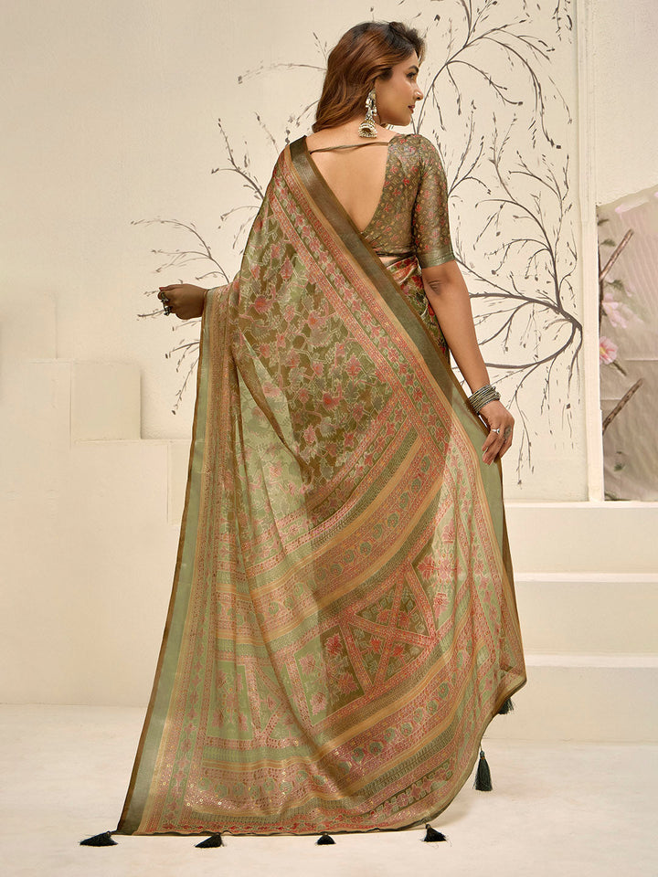Abstract Printed Art Silk Saree