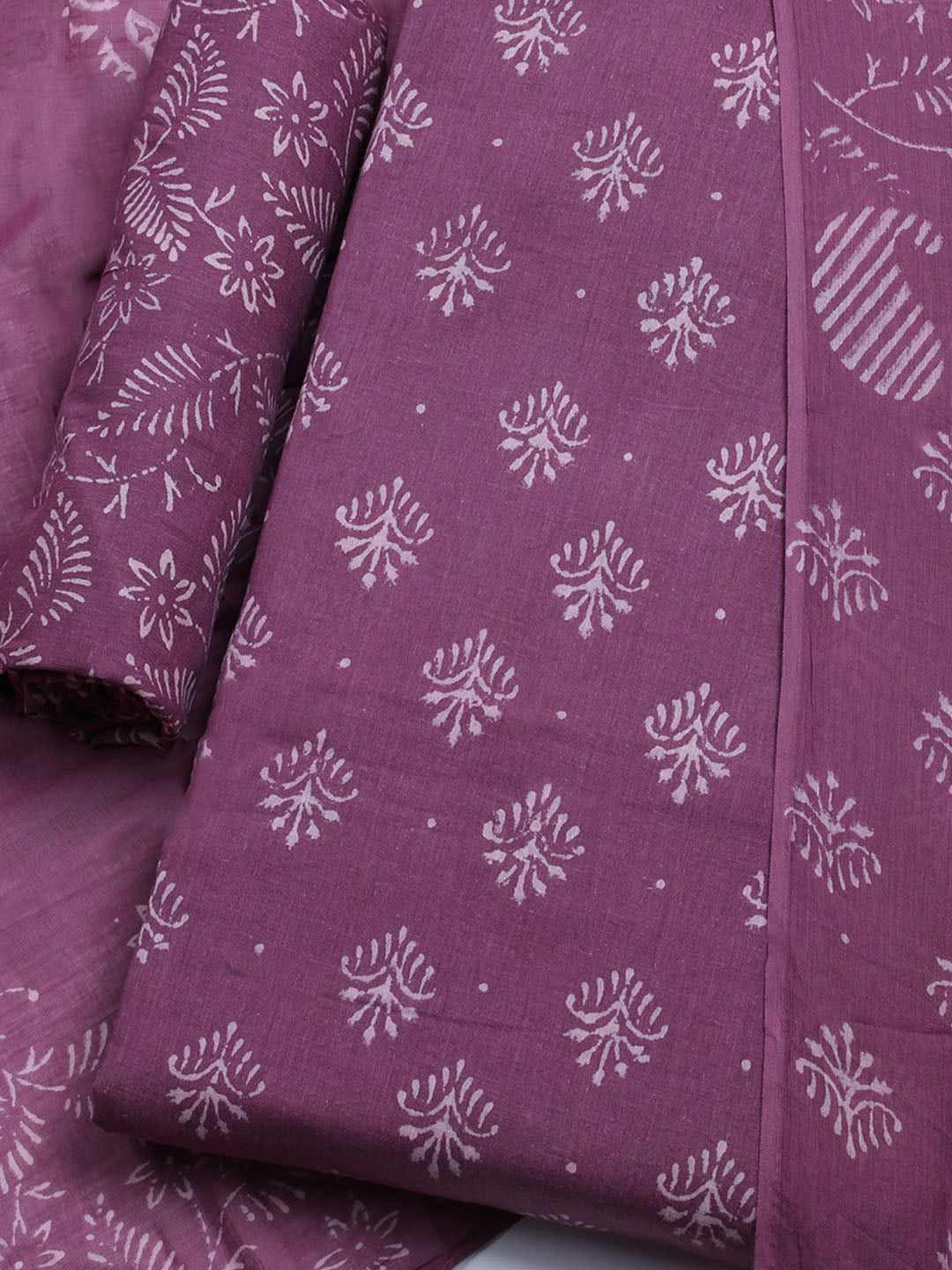 Printed Cotton Blend Unstitched Kurta With Pant &amp; Dupatta