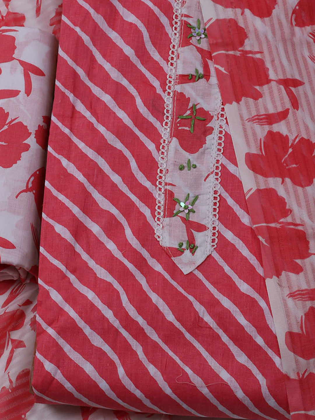 Printed Cotton Blend Unstitched Suit With Dupatta