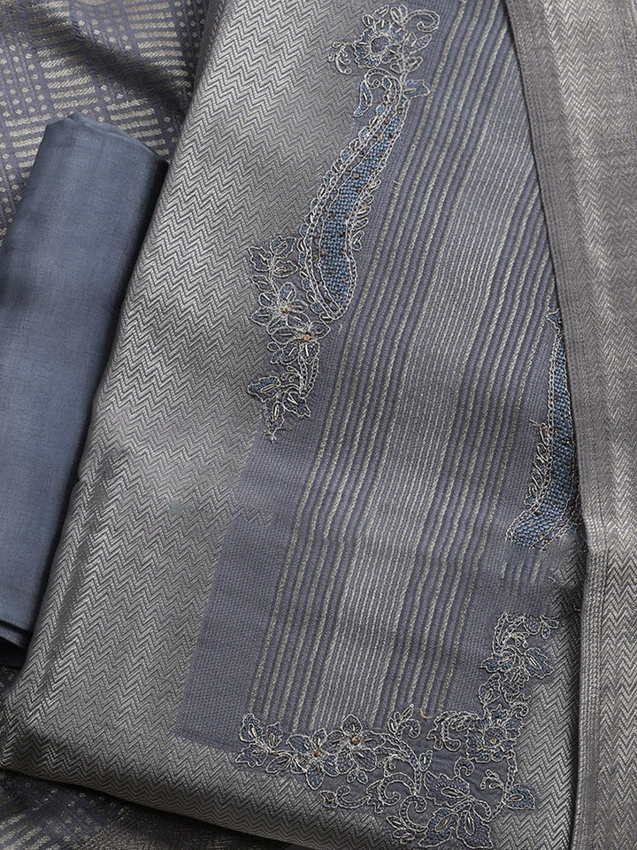 Woven Design Tissue Unstitched Suit With Dupatta
