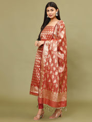 Woven Chanderi Unstitched Suit With Dupatta