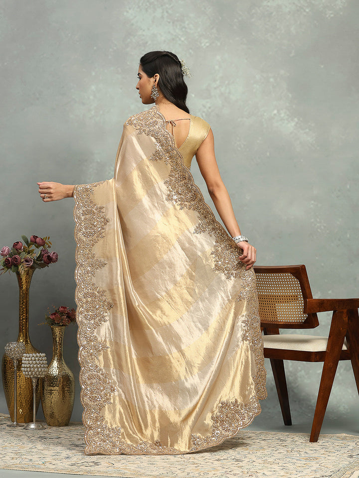 Zari Jaal &amp; Sequin Embroidered Banarasi Saree