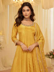 Embroidered Art Silk Gown With Dupatta