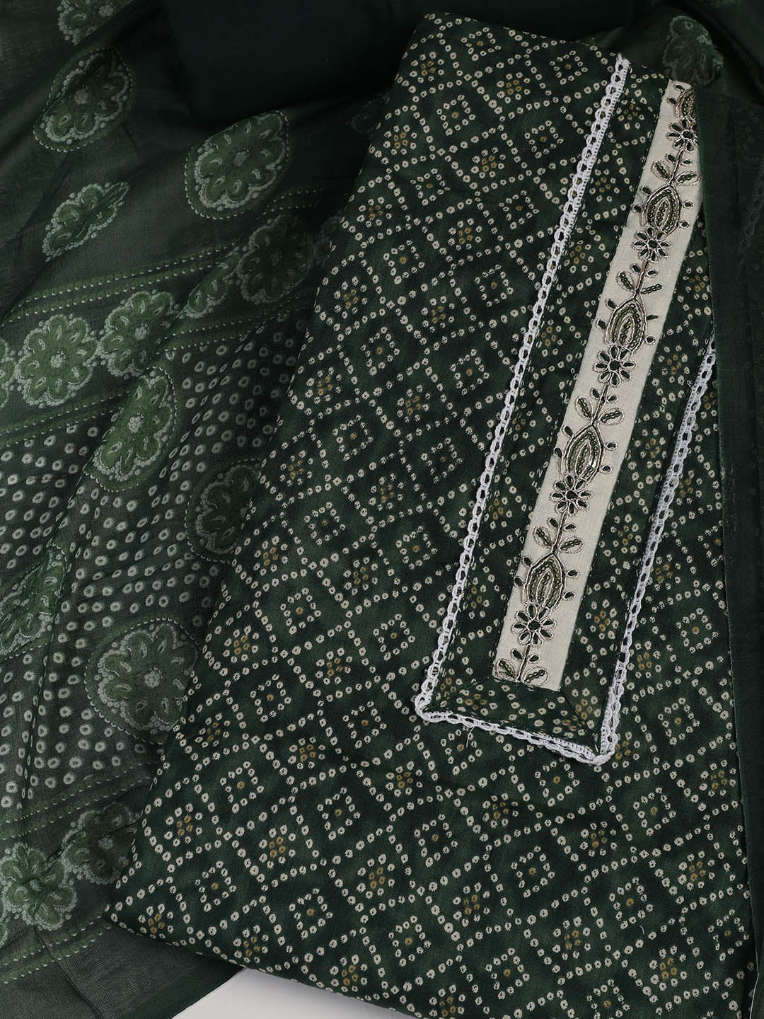 Printed Cotton Blend Unstitched Suit With Dupatta