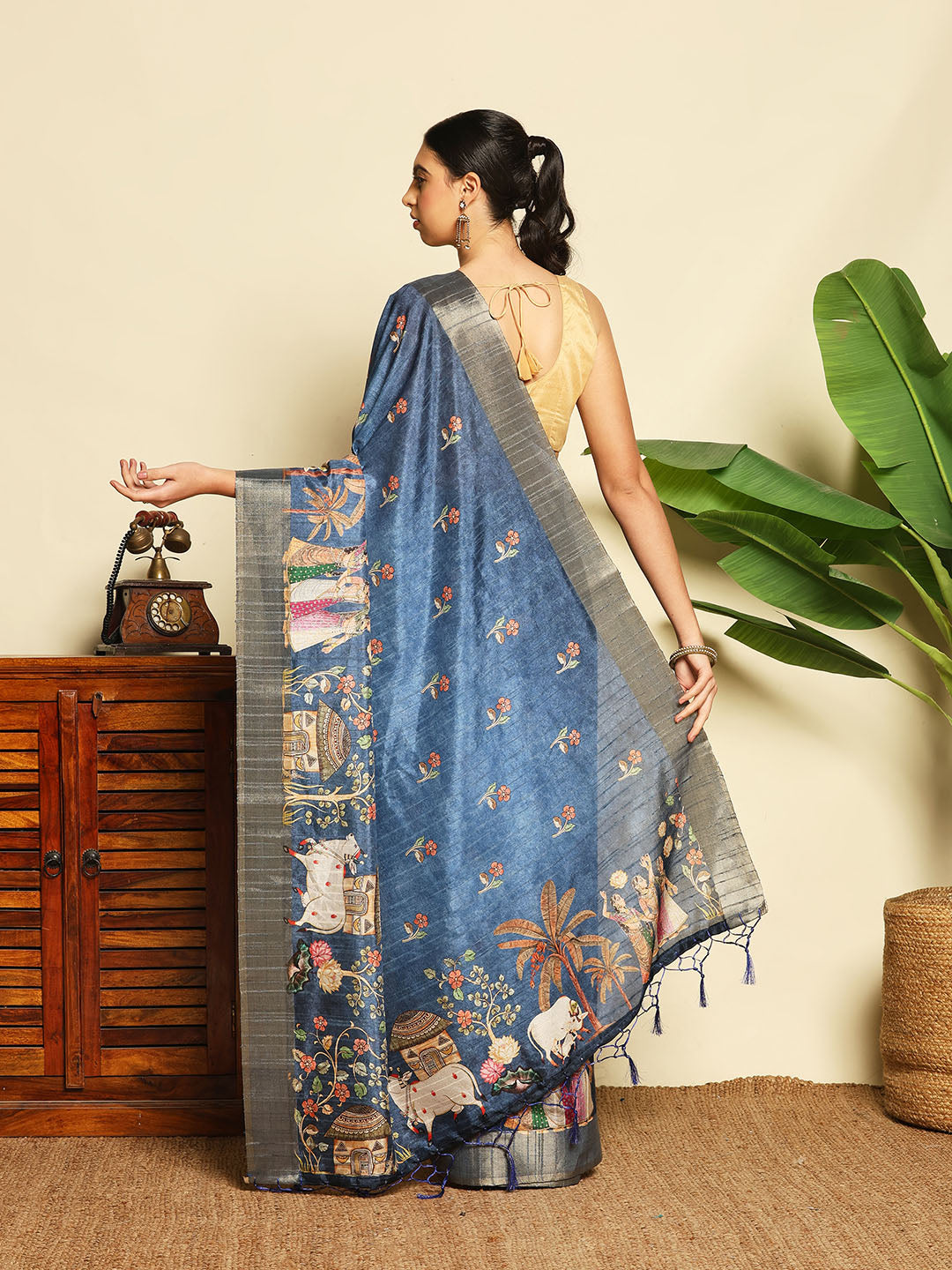 Digital Printed Tussar Saree