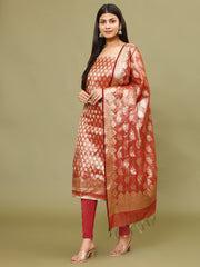 Woven Chanderi Unstitched Suit With Dupatta